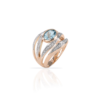 Malika Aquamarine ring in 18kt rose and white gold, Aquamarine, Silvia Kelly jewelry, Lake Como