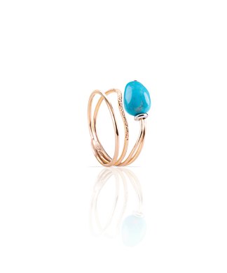Easy Emily ring in rose and white gold with natural turquoise stone - Silvia Kelly artisanal jewelry Lake Como.