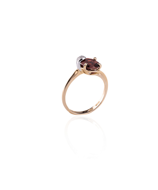 London Petit Garnet in 18k rose and white gold, diamonds, straight Silvia Kelly jewelry, Lake Como