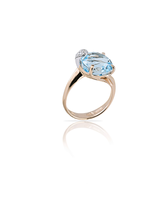 London light blue topaz in 18k rose and white gold, diamonds, straight Silvia Kelly jewelry, Lake Como