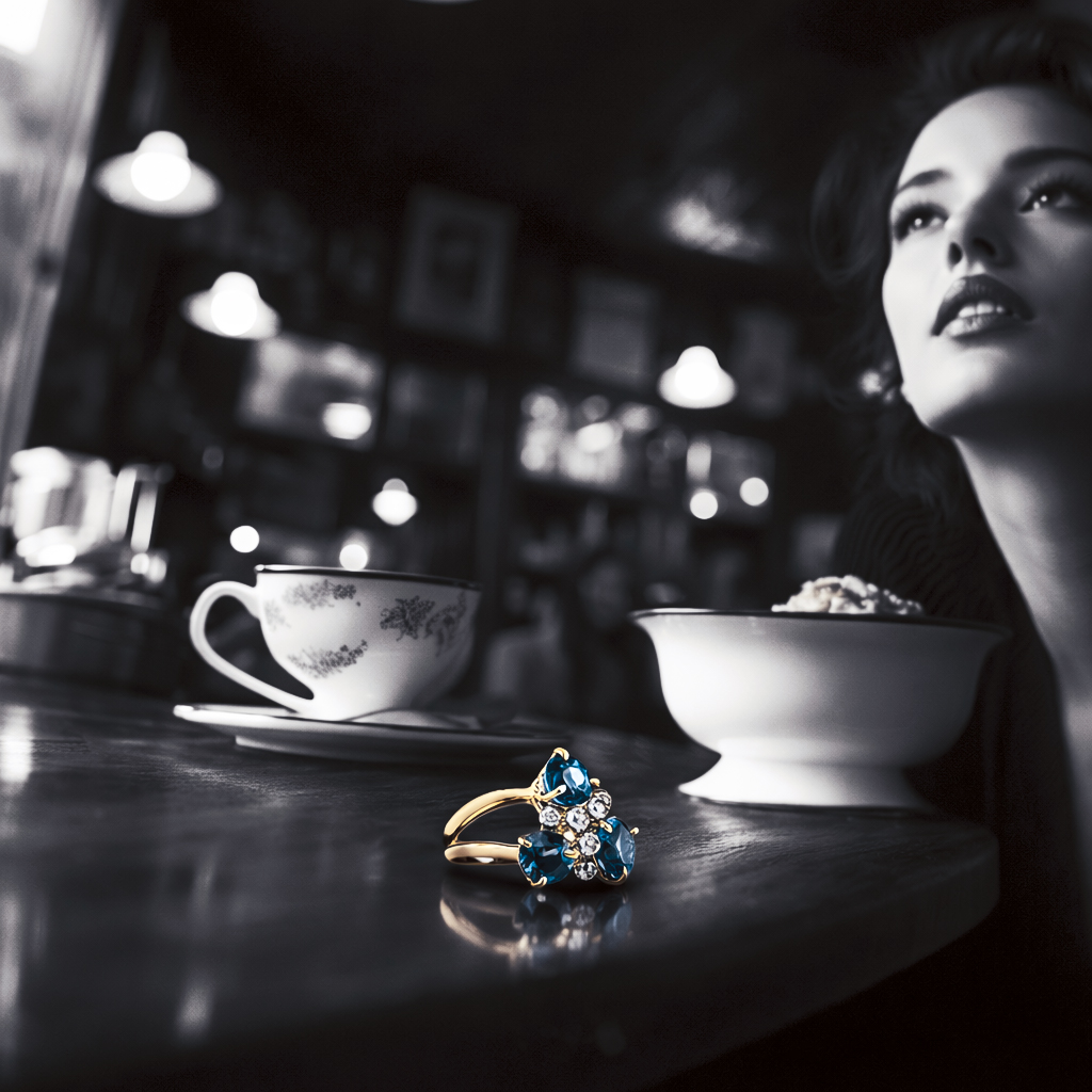 18kt gold ring with London blue topaz,