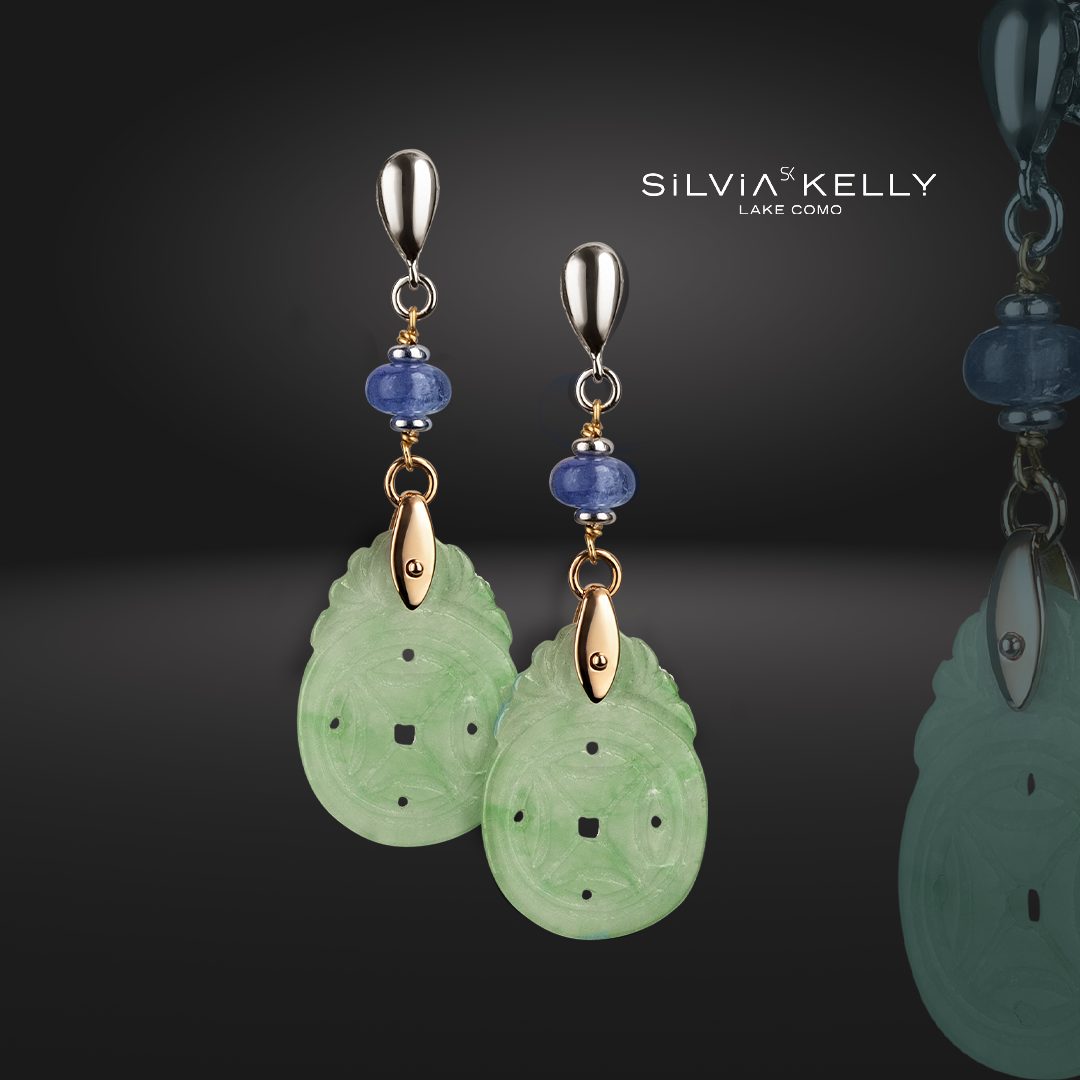 18kt gold earrings with Burmese green jade, a conscious and timeless choice
