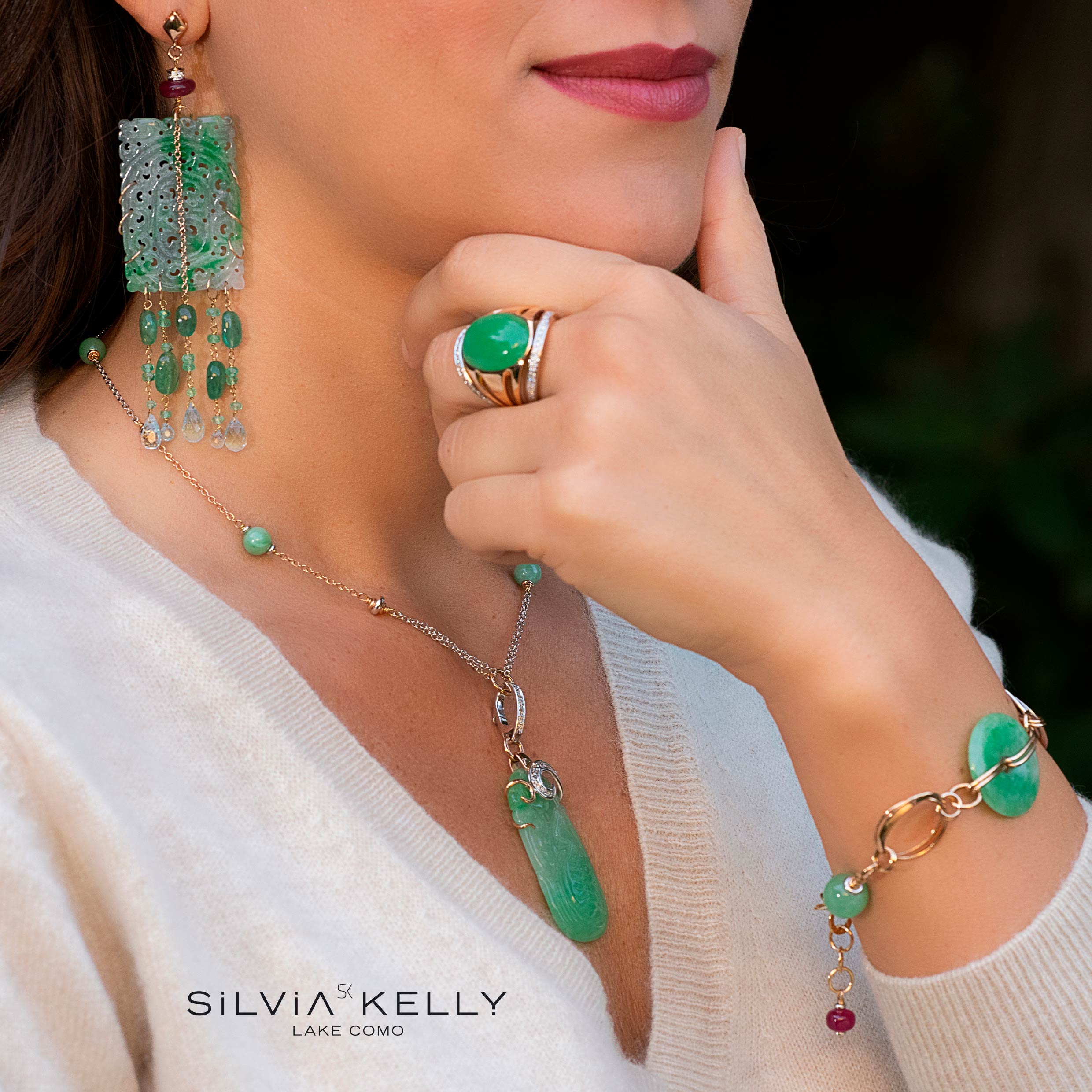 18kt gold jewel with Burmese green jade, a stone of balance and endurance